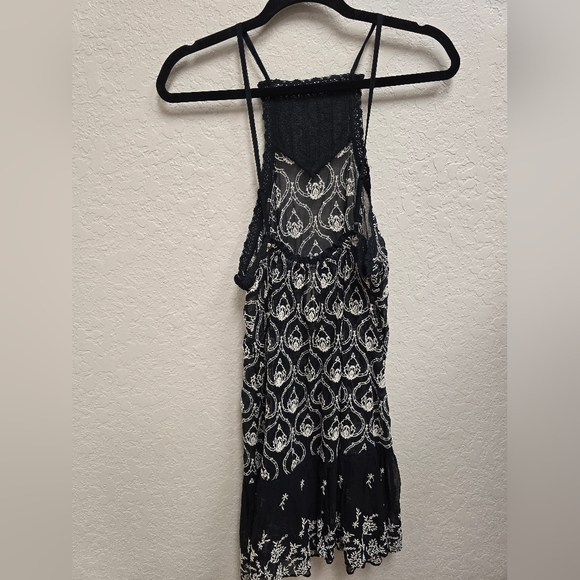 Anthropologie NWT Sheer Black Fully Embroidered mini dress Or Coverup Sz XS - Picture 11 of 12